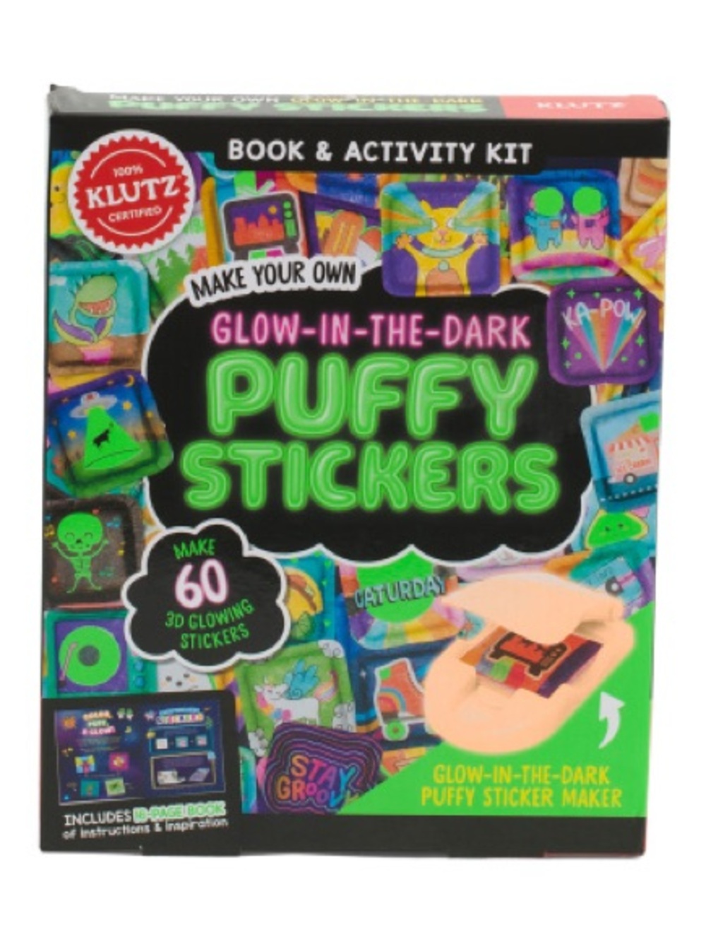 Glow-In-The-Dark Puffy Stickers Book & Activity Kit - Green